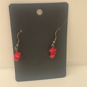 Three pairs of gemstone earrings, blue, black, and, Red,handmade.